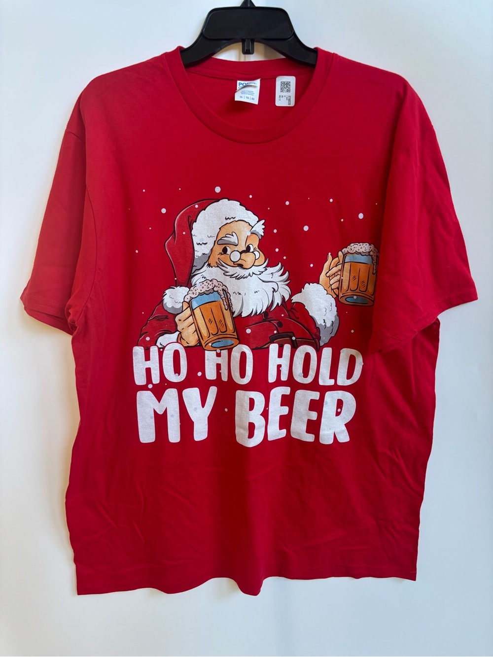 Port and Company Red Santa 'Ho Ho Hold My Beer' Graphic Tee